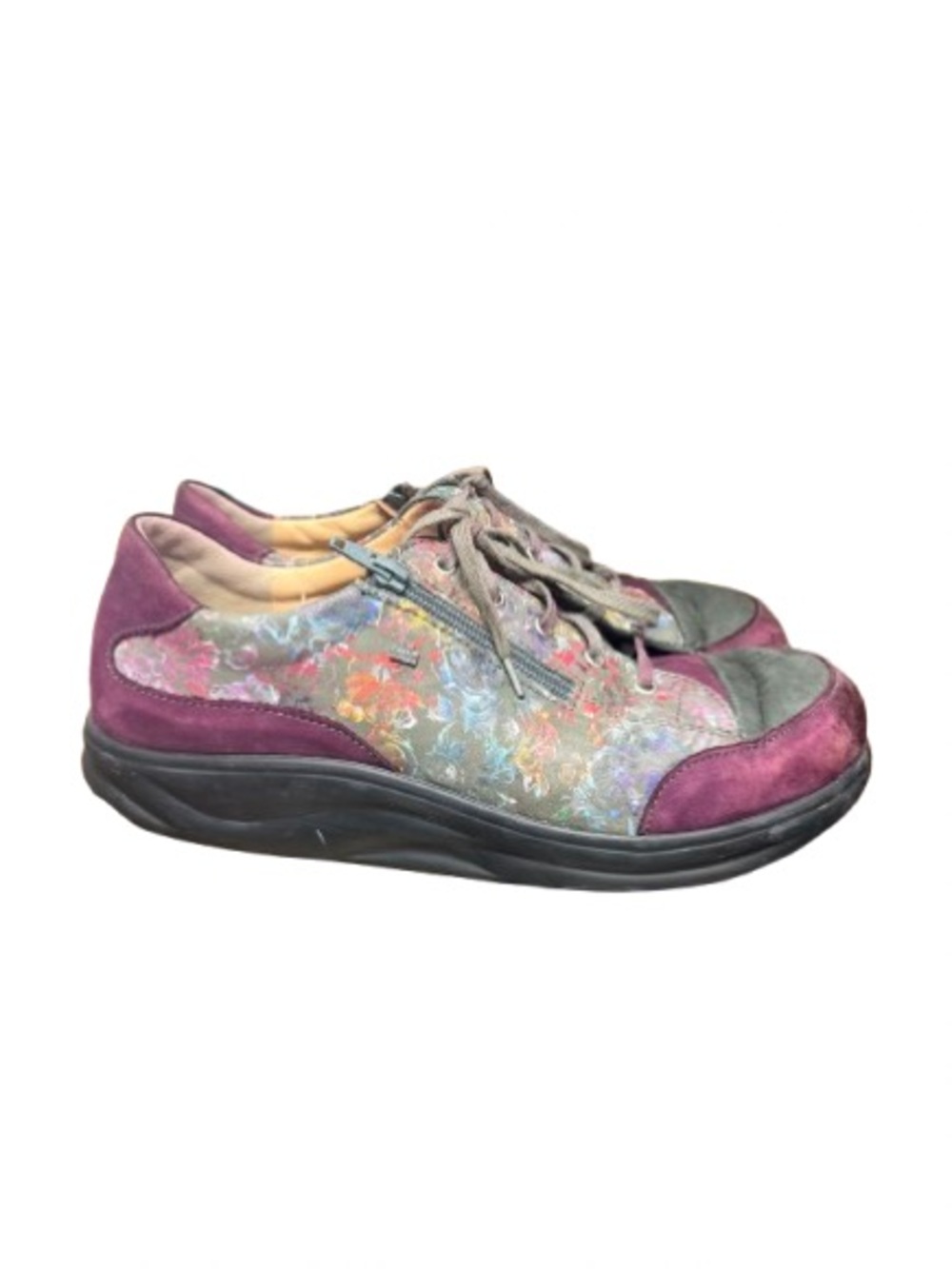 Finn Comfort Germany Floral Leather Comfort Shoes Side Zip Lace Wide US 8 EU 39 - Picture 4 of 8